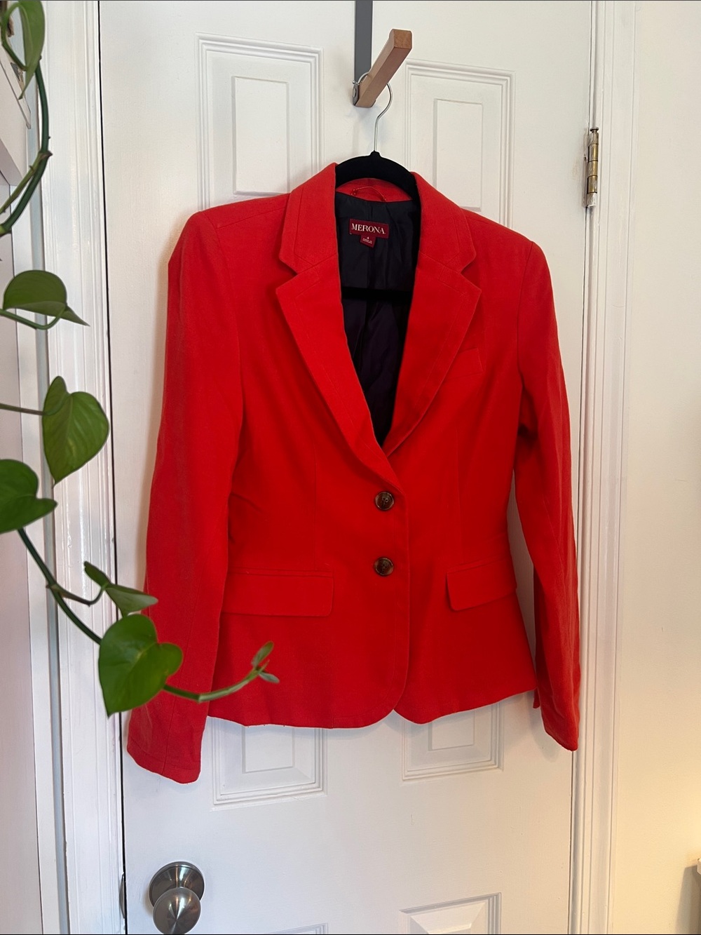Merona Vibrant Red Orange Women's Tailored Blazer